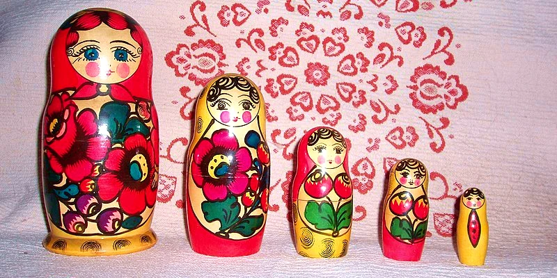 Matroshka dolls: a visual representation of matriarchy. Each doll opens to hold the next smaller doll. A story of women inside of women, carrying women.